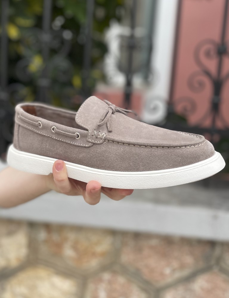 Huxley and Grace ανδρικά γκρι δερμάτινα loafers με κορδόνι HG174193G φωτογραφία